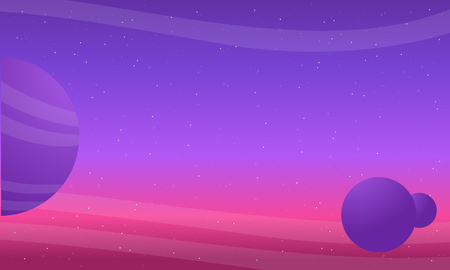 Outer space background with sky and planet landscape vector illustrationのイラスト素材