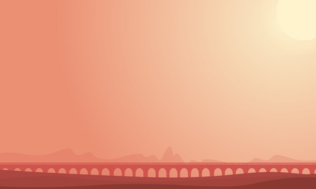 Bridge on desert landscape backgrounds vector illustrationのイラスト素材