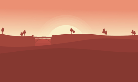 Landscape of bridge on desert vector collection backgroundsのイラスト素材