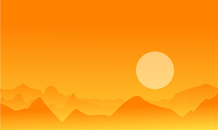 Desert on orange background landscape vector illustrationのイラスト素材