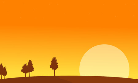 At sunrise scenery with tree backgrounds vector artのイラスト素材