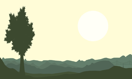 One tree on hill backgrounds of scenery vector artのイラスト素材