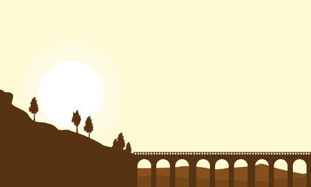 Silhouette of long bridge landscape vector artのイラスト素材