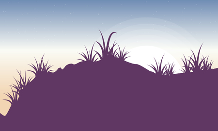 Silhouette of grass landscape backgrounds vector artのイラスト素材