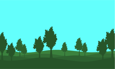 Silhouette of lined tree on the hill vector illustrationのイラスト素材