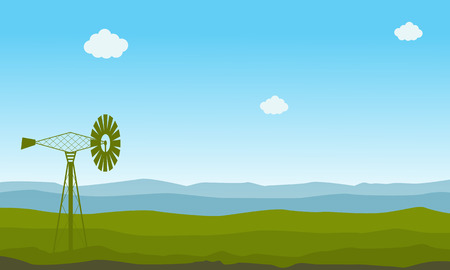 Nature landscape with windmill illustration collection stockのイラスト素材