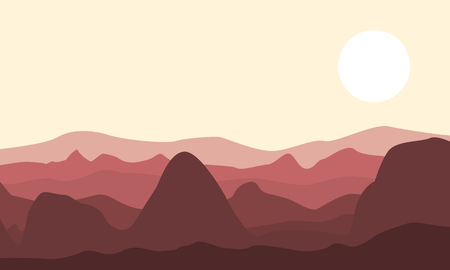 Silhouette of desert and rock landscape vector illustrationのイラスト素材