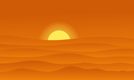 Hill landscape on orange backgrounds vector illustrationのイラスト素材