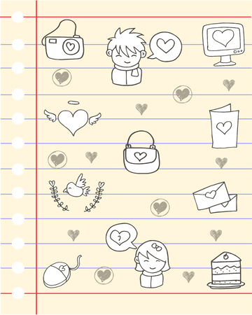 Paper love theme vector illustration collection stockのイラスト素材