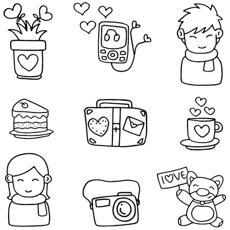 Illustartion of romance theme doodlesのイラスト素材
