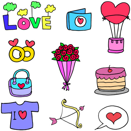 Set of love doodles design vector illustrationのイラスト素材