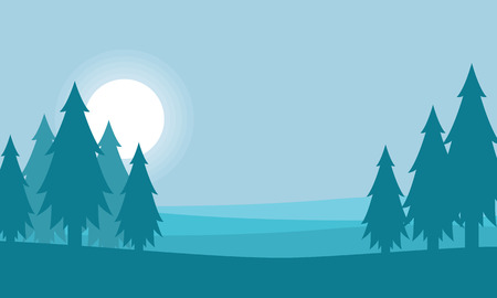 Illustartion of spruce landscape silhouette collection stockのイラスト素材