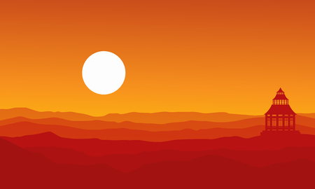 Silhouette of pavilion on desert landscape vector artのイラスト素材