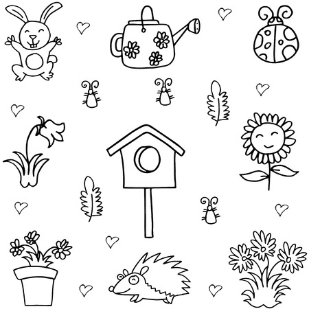 Doodle art of spring collectionのイラスト素材