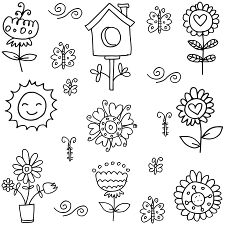 Doodle of spring item hand draw illustrationのイラスト素材