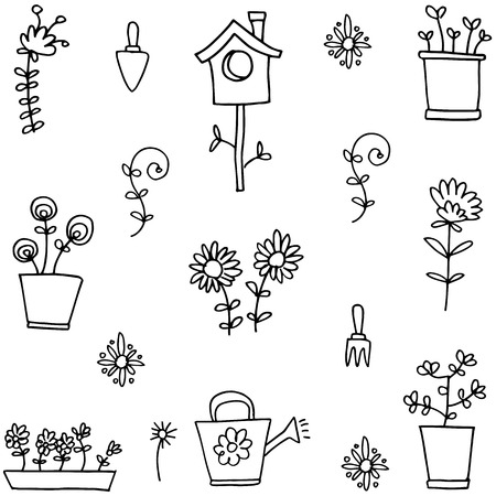 Illustration of spring doodle set vector artのイラスト素材