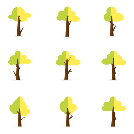 Illustration of green tree set collection stockのイラスト素材