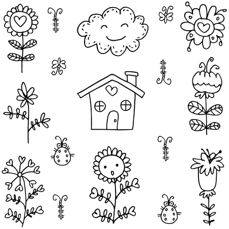 Vector art of spring doodlesのイラスト素材