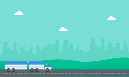 Vector of container truck on the roadのイラスト素材