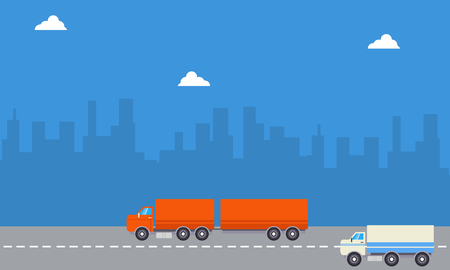 Landscape of container and delivery truckのイラスト素材