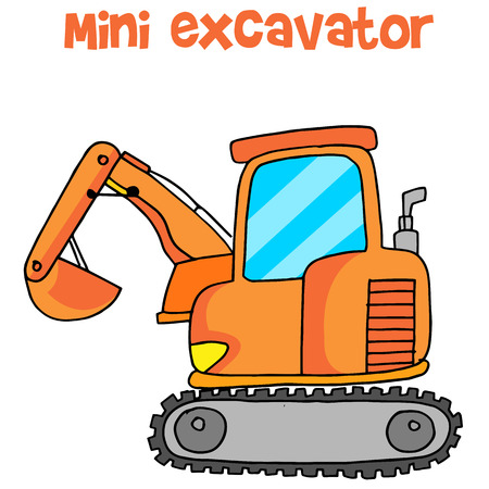 Collection of mini excavator cartoonのイラスト素材