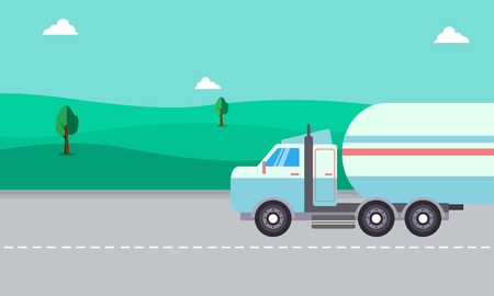 Road tanker of landscape vector flat illustrationのイラスト素材