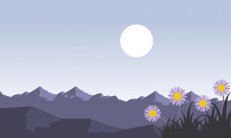 Mountain at spring landscape vectorのイラスト素材