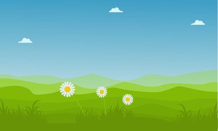 landscape hill at spring backgroundsのイラスト素材