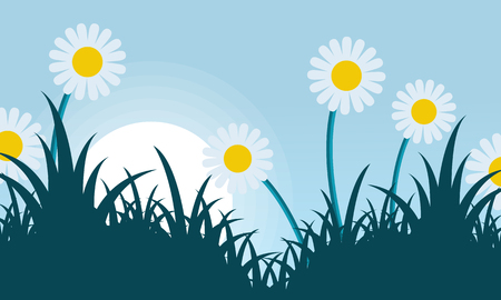 Spring with flower landscape vectorのイラスト素材