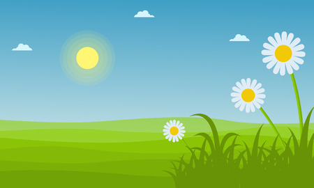 Landscape of spring with flowerのイラスト素材