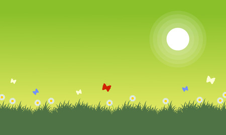 At spring landscape on green backgroundsのイラスト素材