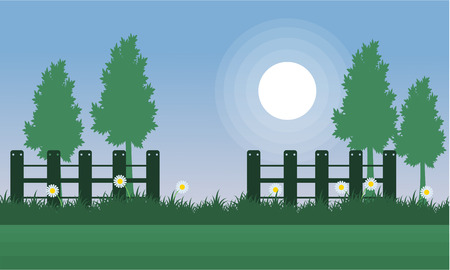 Tree at spring landscape vector artのイラスト素材