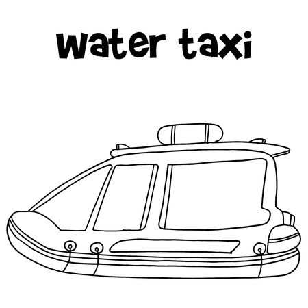 Water taxi of transportation hand drawのイラスト素材