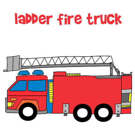 Vector of ladder fire truckのイラスト素材