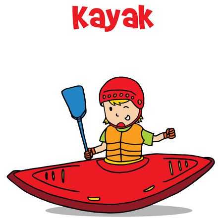Cartoon of kayak vector art illustrationのイラスト素材