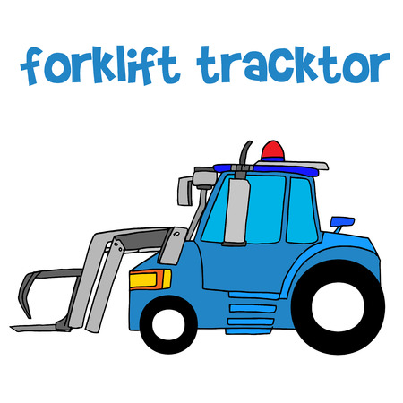 Forklift tracktor with hand drawのイラスト素材