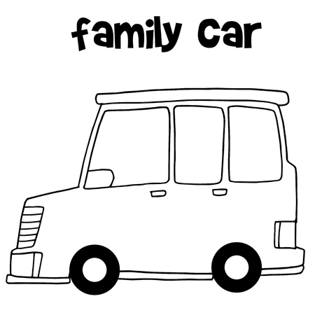 Family car vector with hand drawのイラスト素材