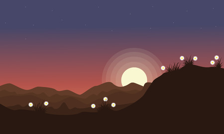 Beauty landscape spring at nightのイラスト素材