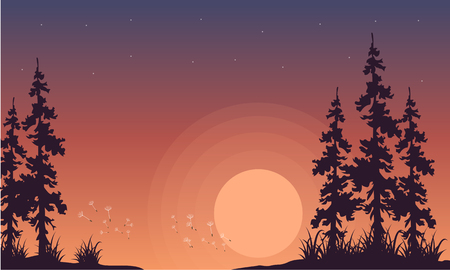 Illustration vector of spring landscapeのイラスト素材