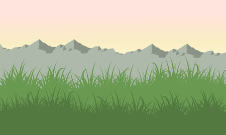 Illustration vector of mountain landscape at springのイラスト素材