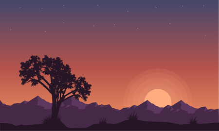 At sunset mountain of landscape collectionのイラスト素材