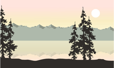 Beauty landscape of mountain and riverのイラスト素材