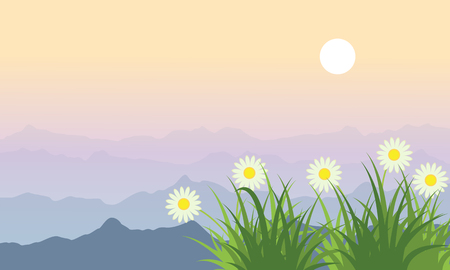 Vector art of flower spring landscapeのイラスト素材