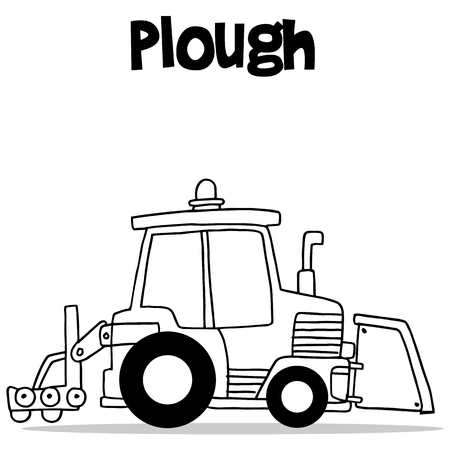 Hand draw of plough transport vector illustrationのイラスト素材