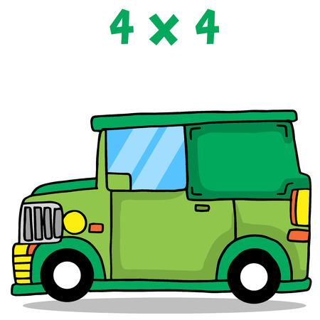 Collection transport of green jeepのイラスト素材