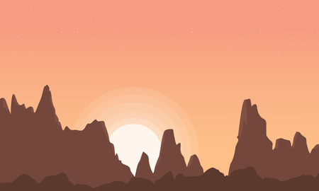At sunrise cliff scenery vector artのイラスト素材