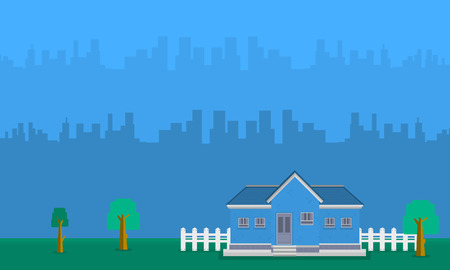 Landscape of house with buildingのイラスト素材