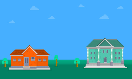 Vector flat of house landscape collection stockのイラスト素材