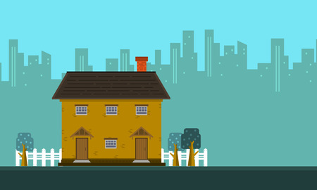 Vector art of house with building landscape collectionのイラスト素材