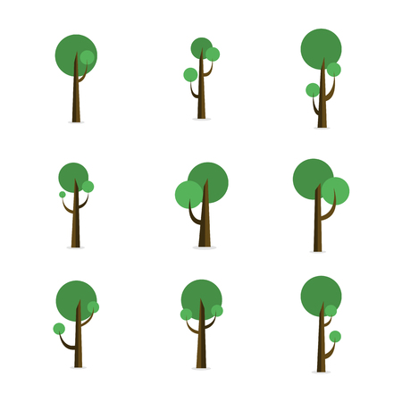 Set or green tree styleのイラスト素材
